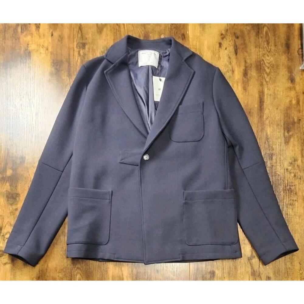 Societe Anonyme Mens Designer Wool Blend Sports Coat Jacket‎ Navy Large $399